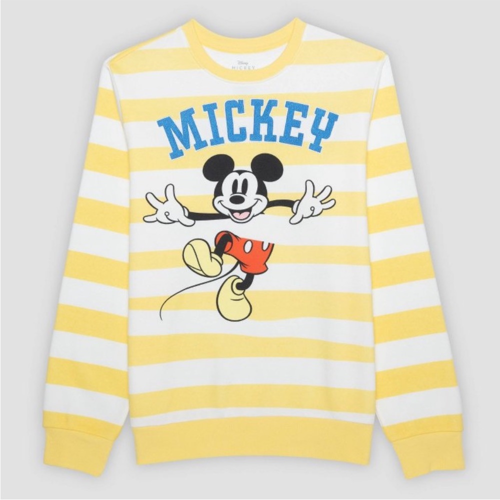 Disney Mickey Mouse Yellow and White Striped Sweater